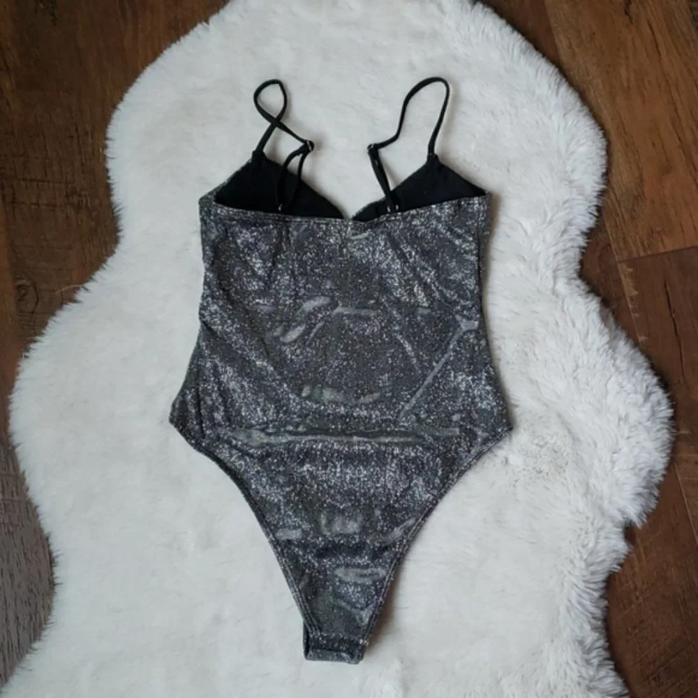 New Silver Shimmering Onepiece Swimsuit